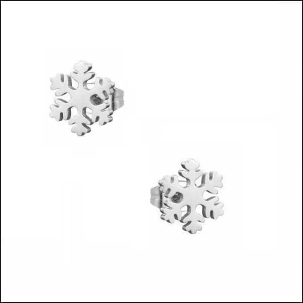 RVS Sneeuwvlok Oorbellen 10mm Zilverkleur - Winter Studs - Goudkleurig -