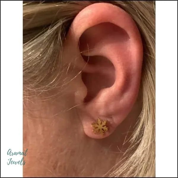 RVS Sneeuwvlok Oorbellen 10mm Zilverkleur - Winter Studs - Goudkleurig -