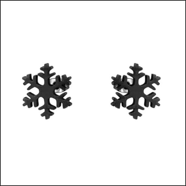 RVS Sneeuwvlok Oorbellen 10mm Zilverkleur - Winter Studs - Zwart -