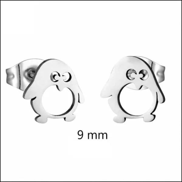 Schattige Stalen Pingu&Atilde;&macr;n Oorstekers - Zilverkleurig -