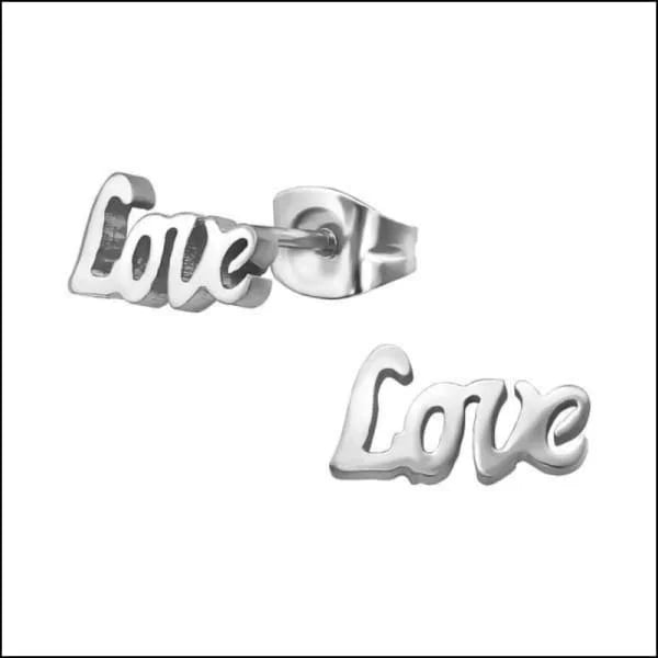 Love Oorbellen Staal - Vier de Liefde - Love 11x5mm -