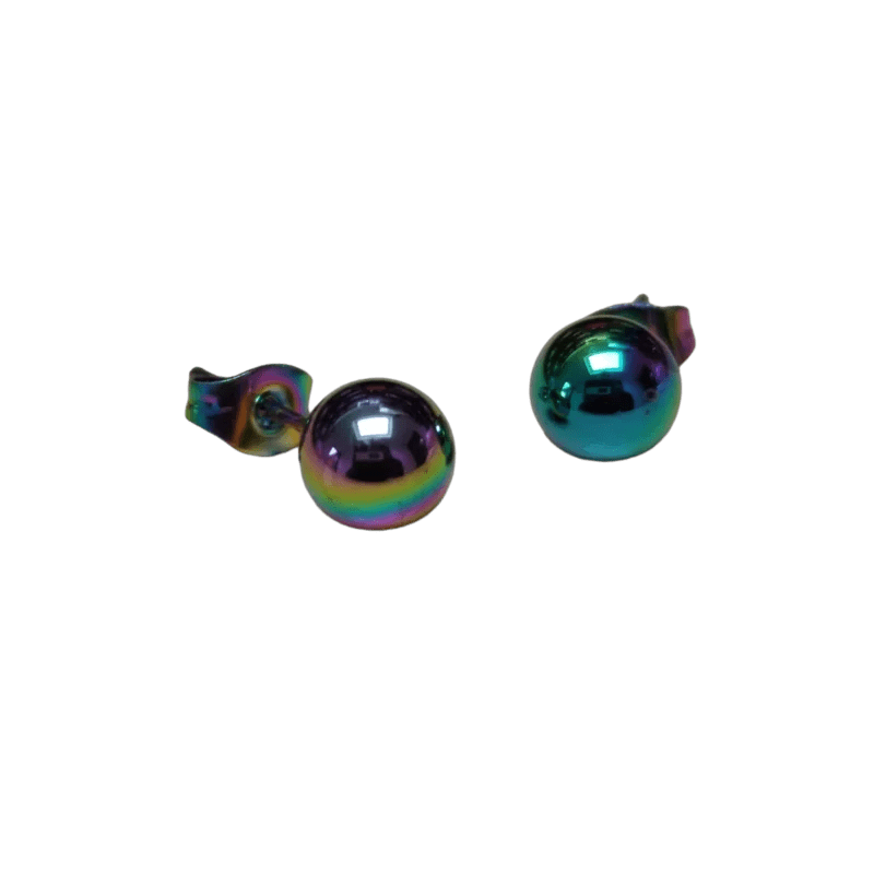 Stalen Bolletjes Oorbellen - Maten en Kleuren - Multikleurig / 7 mm -