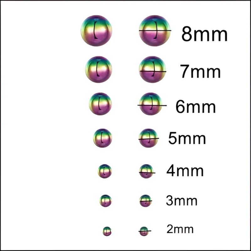 Stalen Bolletjes Oorbellen - Maten en Kleuren - Multikleurig / 7 mm -