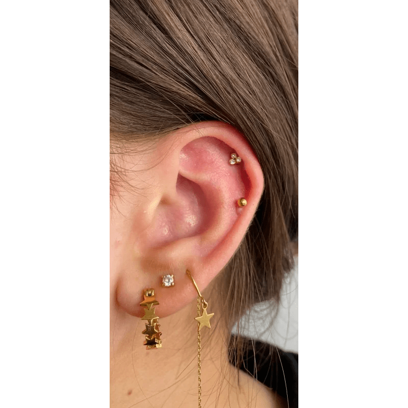 Transparante Zirkonia Helixpiercing Goudkleur - Heren
