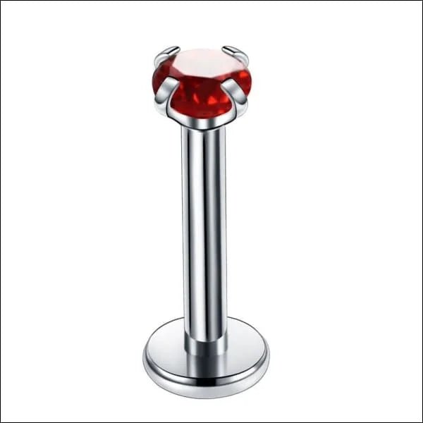 RVS Labret Piercing met Ronde Zirkonia 6x1.2mm - Helix Tragus Stud - Ros&Atilde;&copy;kleurig / 4mm 