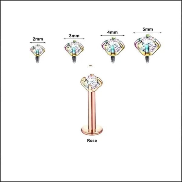 RVS Labret Piercing met Ronde Zirkonia 6x1.2mm - Helix Tragus Stud - Goudkleurig / 5mm / AB Transpar