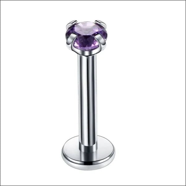 Elegante Zirkonia Labret Piercing &acirc;&euro;&ldquo; 8mmx1.2mm - Goudkleurig / Regenboog / 3mm - H