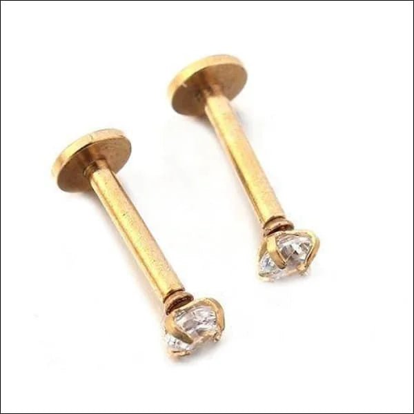 Elegante Zirkonia Labret Piercing &acirc;&euro;&ldquo; 8mmx1.2mm - Zilverkleurig / Rood / 4mm - Here
