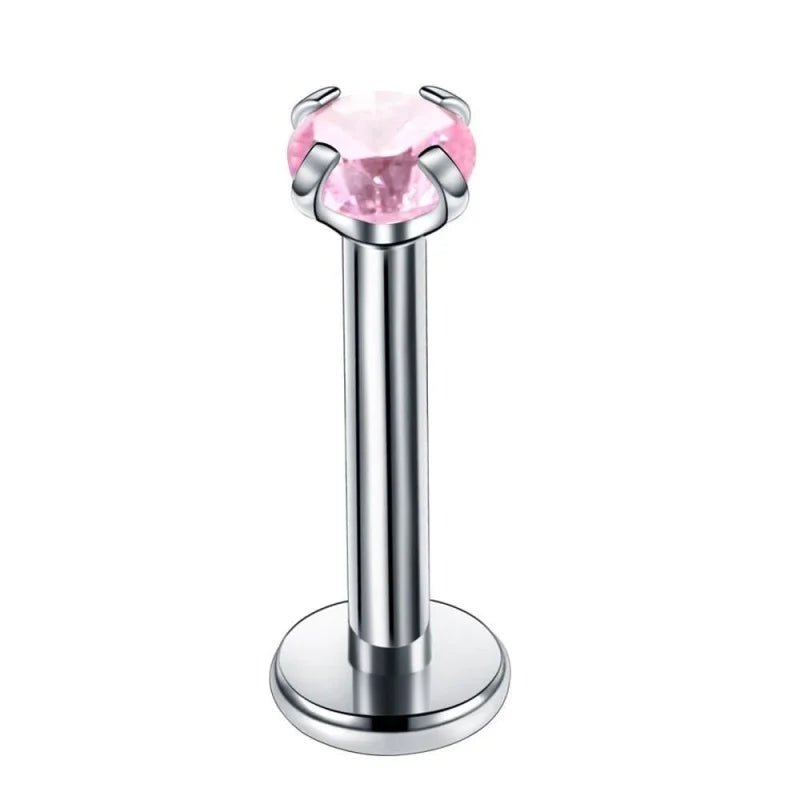 Elegante Zirkonia Labret Piercing &acirc;&euro;&ldquo; 8mmx1.2mm - Goudkleurig / Transparant / 4mm -
