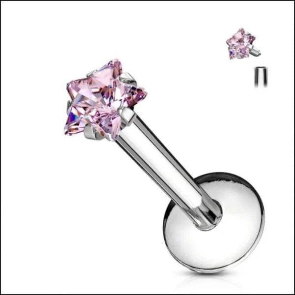 RVS Ster Helix Piercing met Zirkonia 8x1.2mm - Tragus Labret - Paars / 3mm - Heren
