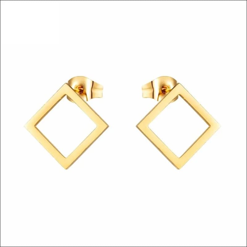 RVS Ruit Oorbellen Diverse Kleuren 8mm - Geometrische Oorstekers - Zilverkleurig / 12mm - Heren