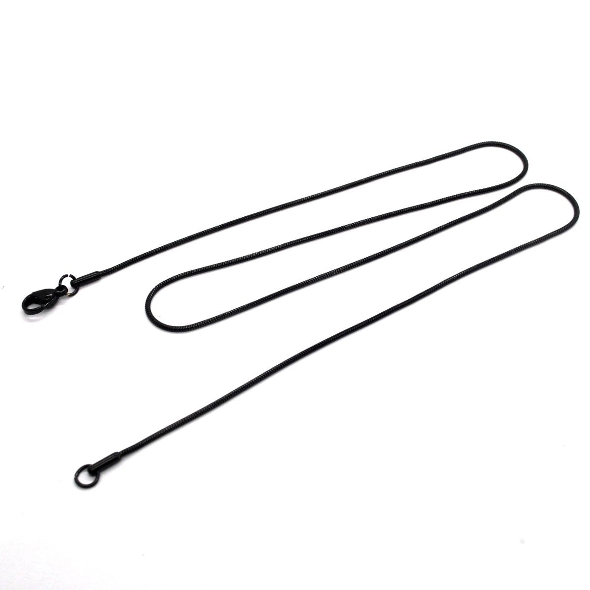 Zwarte Ronde Slangenketting Staal - Soepele Snake Chain Ketting - 1mm / 45cm - Heren