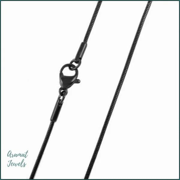 Zwarte Ronde Slangenketting Staal - Soepele Snake Chain Ketting - 1.5mm / 75cm - Heren