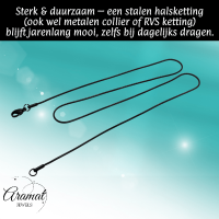 Zwarte Ronde Slangenketting Staal - Soepele Snake Chain Ketting - 1mm / 40cm - Heren