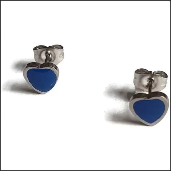 Emaille Hartjes Oorbellen 7mm Kleurrijk - Chirurgisch Staal Studs - 7mm / Blauw -
