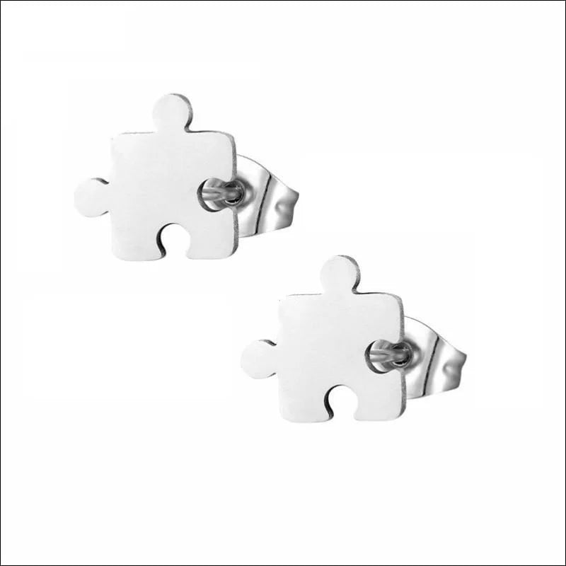 RVS Puzzelstuk Oorbellen 8mm Zilverkleur - Puzzle Studs - Goudkleurig -