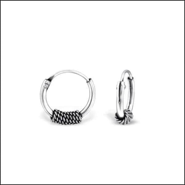 925 Zilveren Bali Oorringen Geoxideerd - Etnisch Design - 10mm / Maastricht -