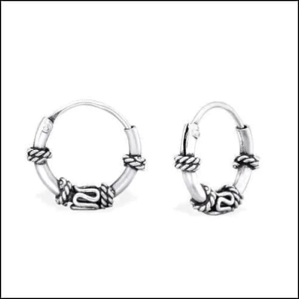 925 Zilveren Bali Oorringen Geoxideerd - Etnisch Design - 10mm / Leeuwarden -
