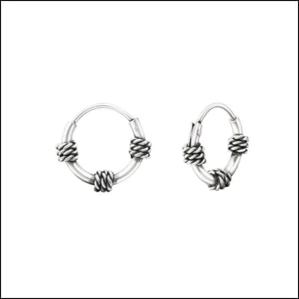 925 Zilveren Bali Oorringen Geoxideerd - Etnisch Design - 10mm / Almere -