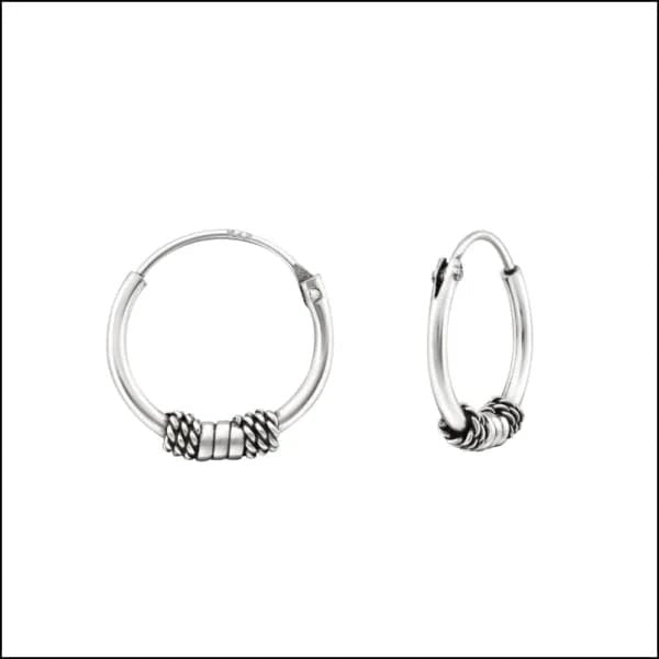925 Zilveren Bali Oorringen Geoxideerd - Etnisch Design - 12mm / Zaandam -