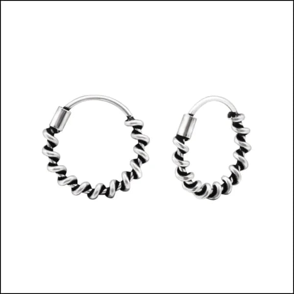 925 Zilveren Bali Oorringen Geoxideerd - Etnisch Design - 12mm / Leidschendam -