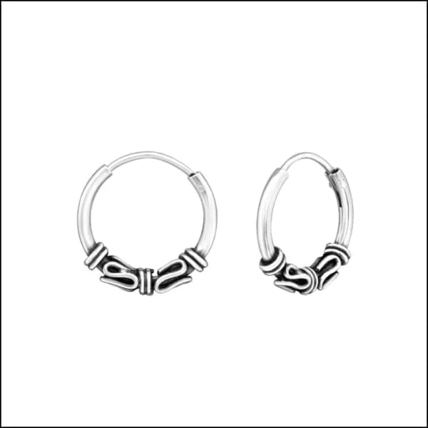 925 Zilveren Bali Oorringen Geoxideerd - Etnisch Design - 12mm / Aalst -