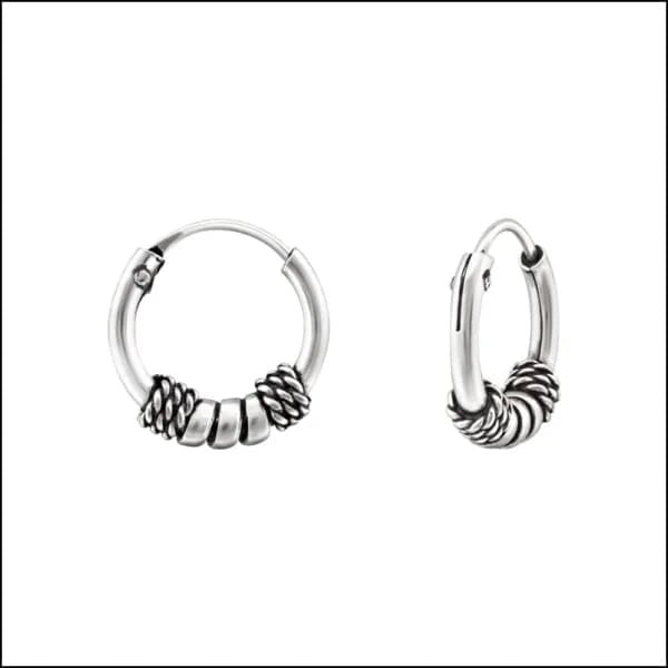 925 Zilveren Bali Oorringen Geoxideerd - Etnisch Design - 12mm / Abcoude -