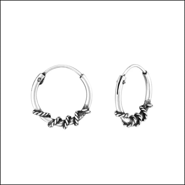 925 Zilveren Bali Oorringen Geoxideerd - Etnisch Design - 12mm / Alblasserdam -