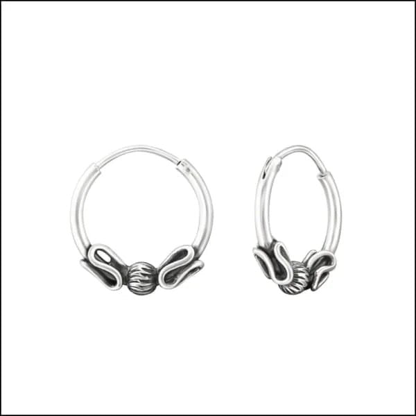 925 Zilveren Bali Oorringen Geoxideerd - Etnisch Design - 12mm / Arcen -