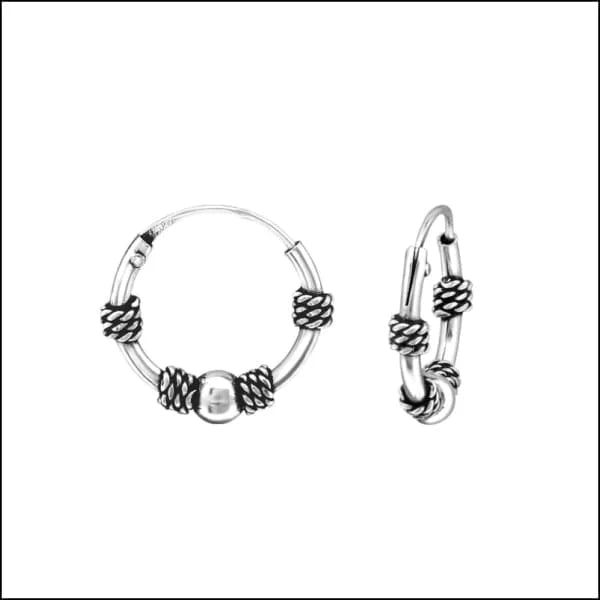 925 Zilveren Bali Oorringen Geoxideerd - Etnisch Design - 12mm / Baflo -