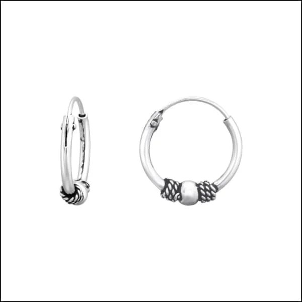925 Zilveren Bali Oorringen Geoxideerd - Etnisch Design - 12mm / Benschop -