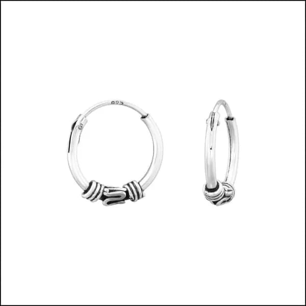 925 Zilveren Bali Oorringen Geoxideerd - Etnisch Design - 12mm / Barneveld -