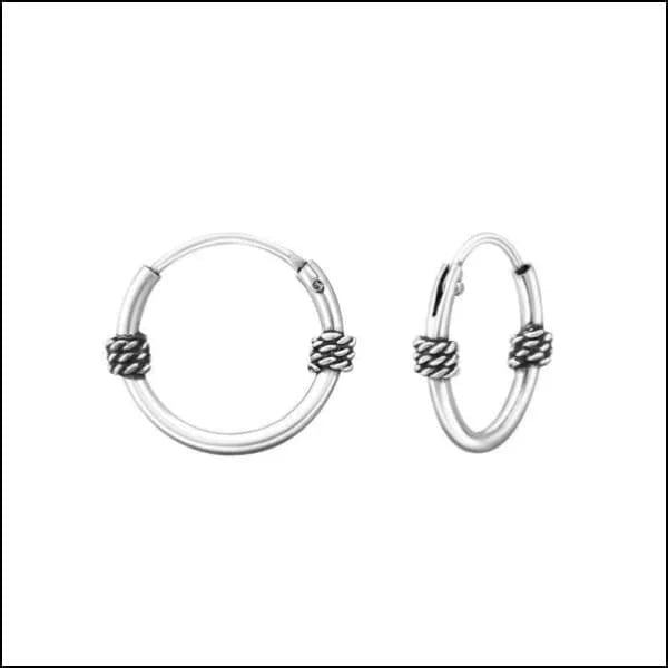 925 Zilveren Bali Oorringen Geoxideerd - Etnisch Design - 12mm / Amersfoort -