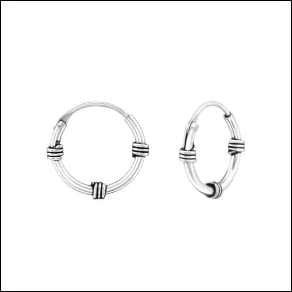 925 Zilveren Bali Oorringen Geoxideerd - Etnisch Design - 12mm / Best -