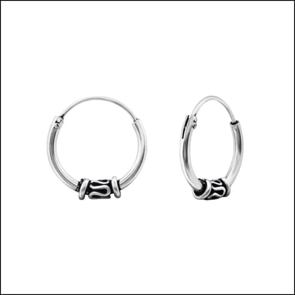 925 Zilveren Bali Oorringen Geoxideerd - Etnisch Design - 12mm / Helmond -