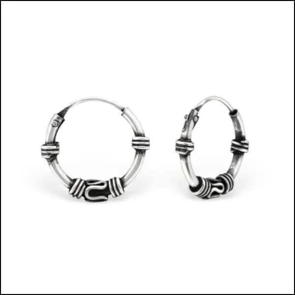 925 Zilveren Bali Oorringen Geoxideerd - Etnisch Design - 12mm / Drachten -