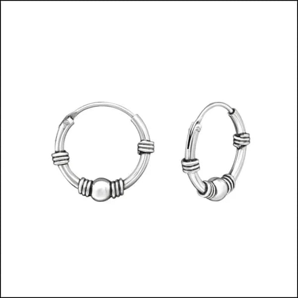 925 Zilveren Bali Oorringen Geoxideerd - Etnisch Design - 12mm / Breda -