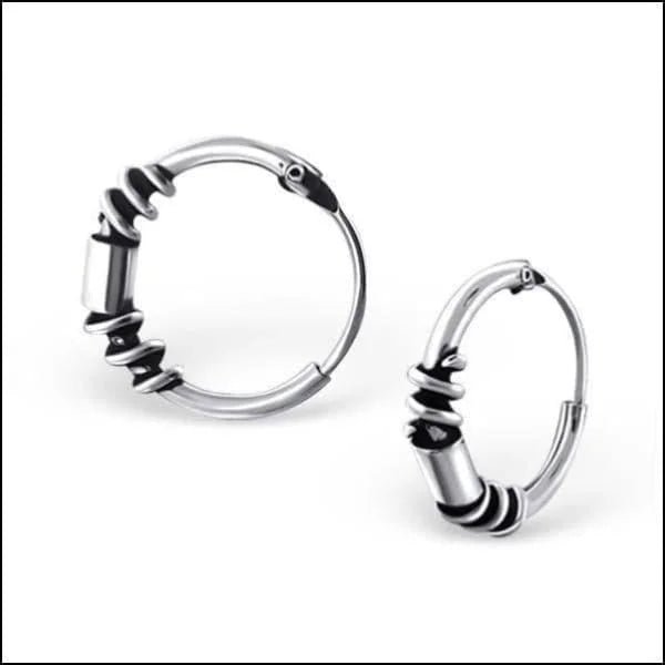 925 Zilveren Bali Oorringen Geoxideerd - Etnisch Design - 12mm / Goes -