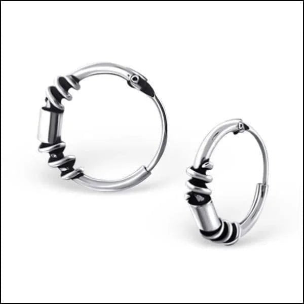 925 Zilveren Bali Oorringen Geoxideerd - Etnisch Design - 12mm / Goes -