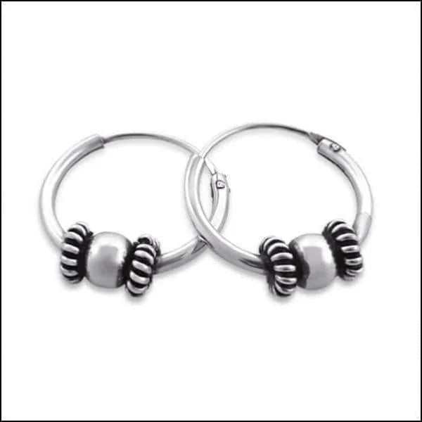 925 Zilveren Bali Oorringen Geoxideerd - Etnisch Design - 12mm / Middelburg -