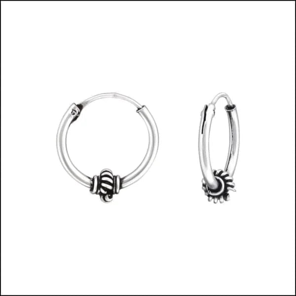 925 Zilveren Bali Oorringen Geoxideerd - Etnisch Design - 12mm / Renesse -