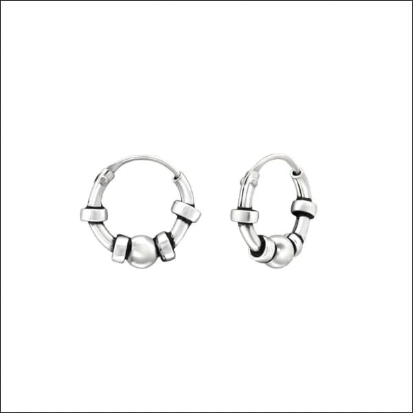 925 Zilveren Bali Oorringen Geoxideerd - Etnisch Design - 12mm / Renesse -