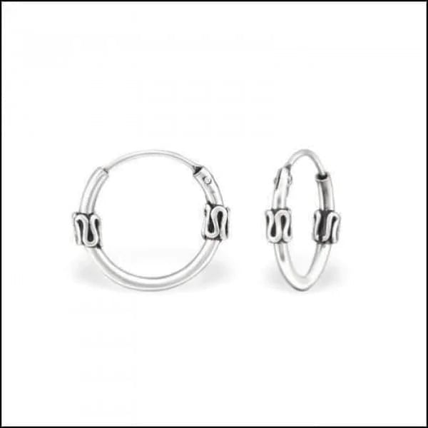925 Zilveren Bali Oorringen Geoxideerd - Etnisch Design - 12mm / Texel -