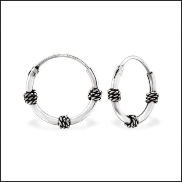 925 Zilveren Bali Oorringen Geoxideerd - Etnisch Design - 12mm / Schiermonnikoog -