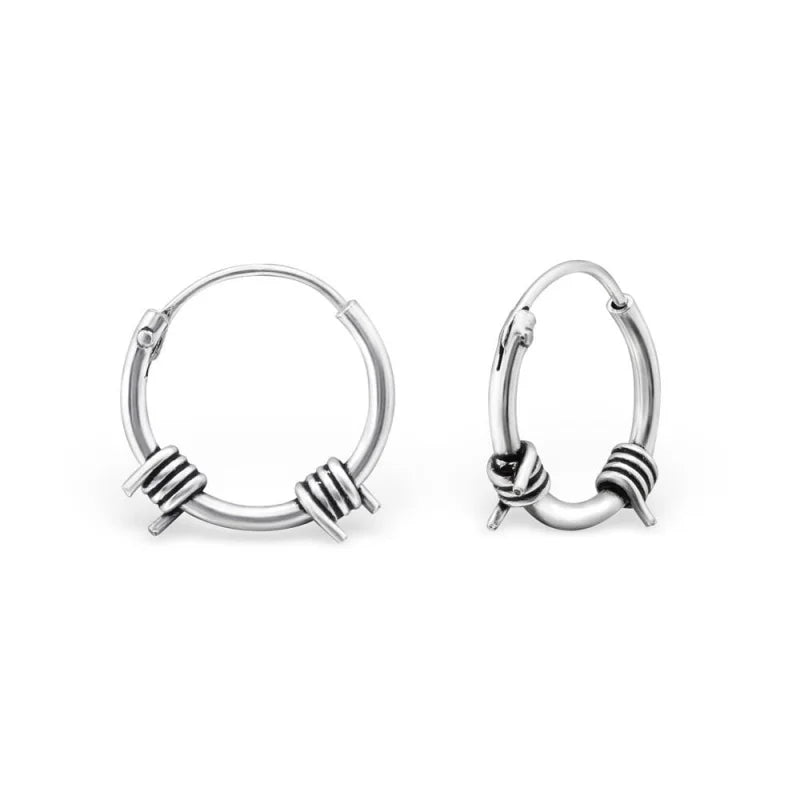 925 Zilveren Bali Oorringen Geoxideerd - Etnisch Design - 12mm / Houten -