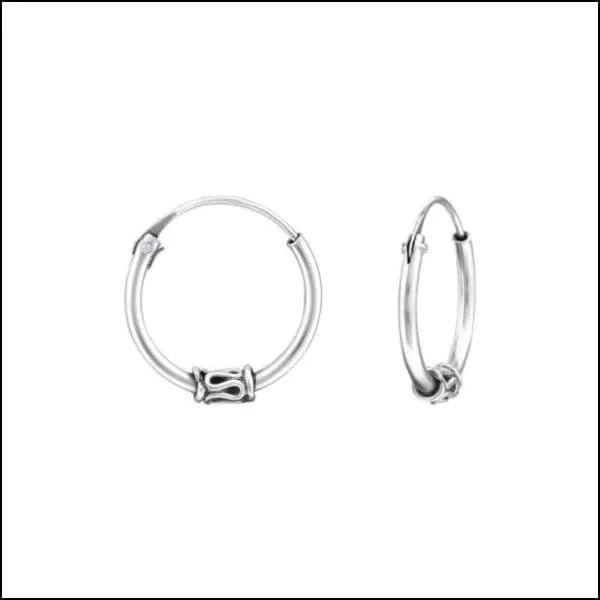 925 Zilveren Bali Oorringen Geoxideerd - Etnisch Design - 14mm / Aadorp -