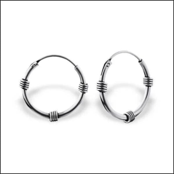 925 Zilveren Bali Oorringen Geoxideerd - Etnisch Design - 14mm / Baarlo -