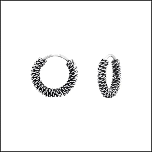925 Zilveren Bali Oorringen Geoxideerd - Etnisch Design - 14mm / Bennebroek -