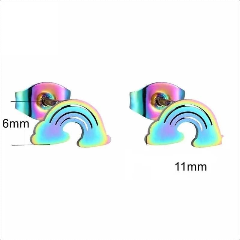 RVS Regenboog Oorbellen 8mm - Kleurrijke Rainbow Studs - Multikleurig -