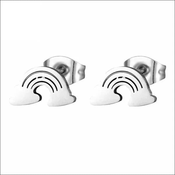 RVS Regenboog Oorbellen 8mm - Kleurrijke Rainbow Studs - Zilverkleur -
